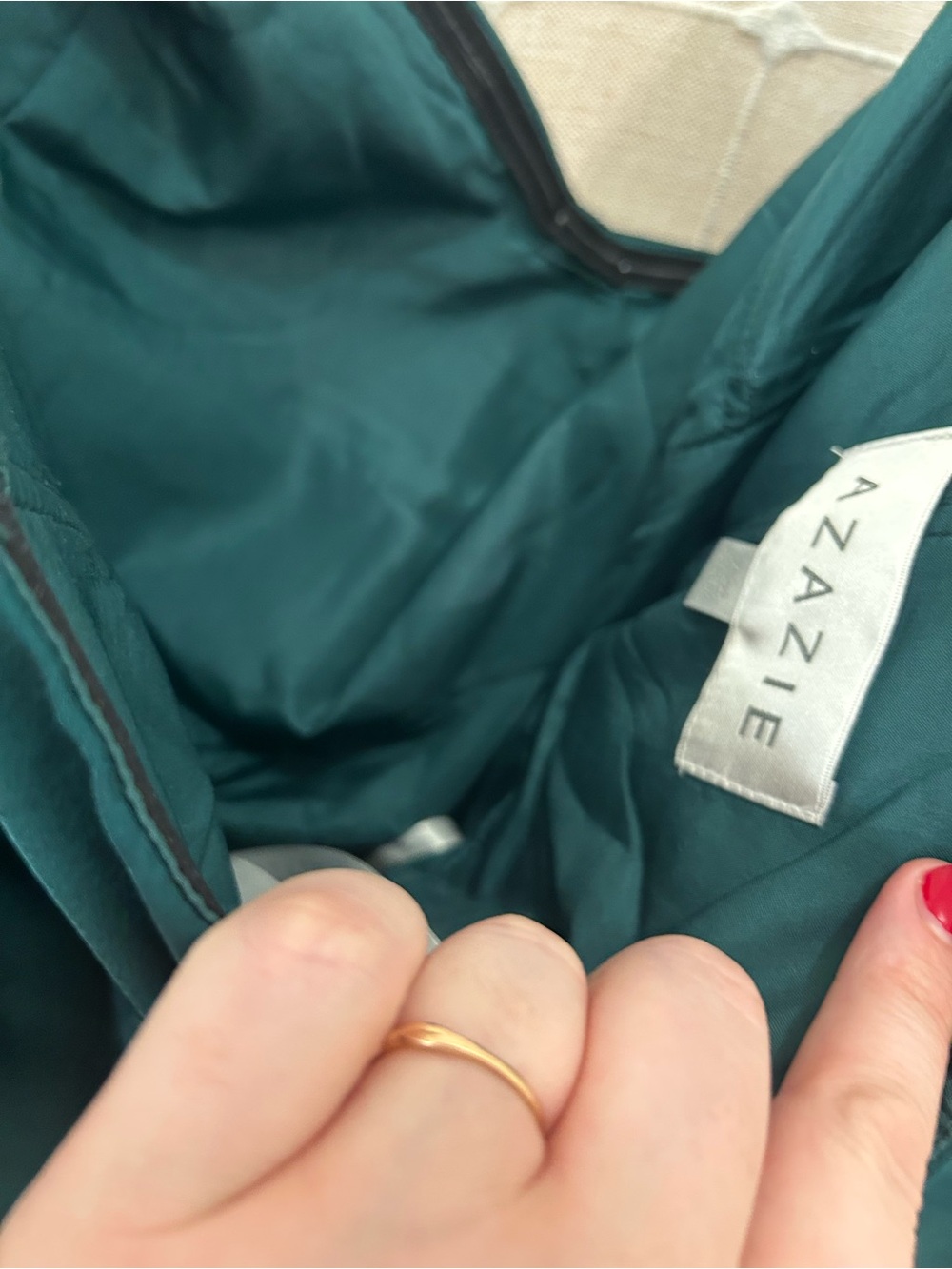 Azazie Emerald Strapless Tiered Maxi Gown - Picture 9 of 14